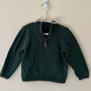 Janie and Jack Dark Green Quarter Zip Sweater